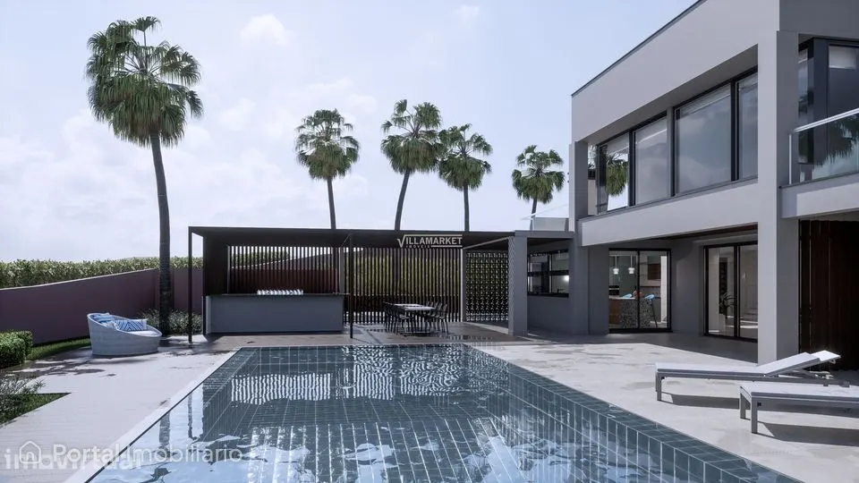Luxuosa villa V4 de arquitetura moderna com piscina situada na zona d