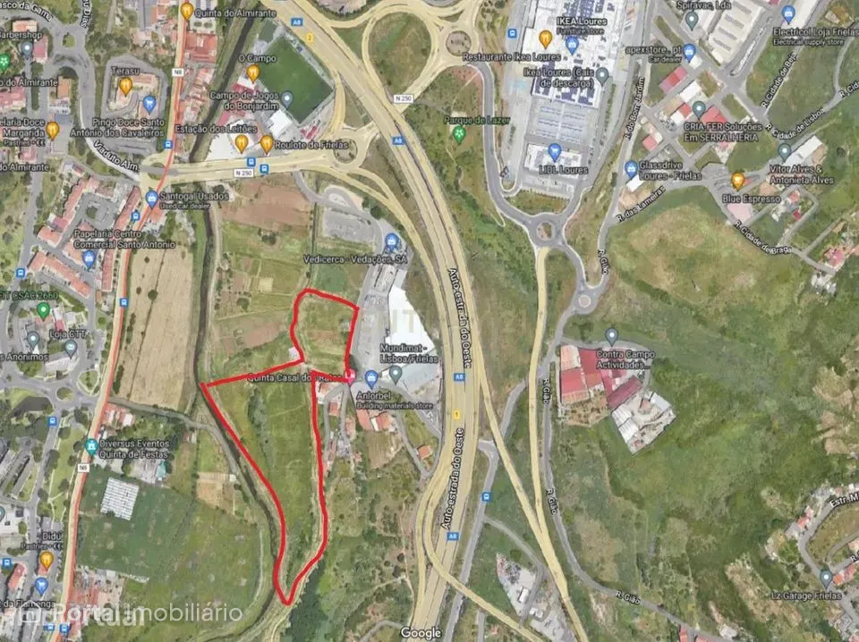 Lote de terreno rustico 29 240m2 Ponte de Frielas a 300mt dos acessos