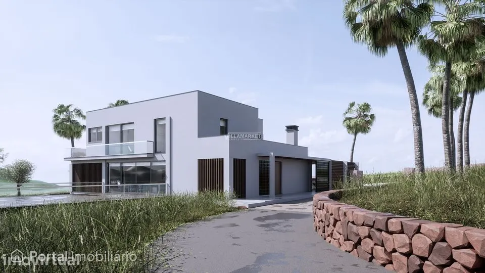 Luxuosa villa V4 de arquitetura moderna com piscina situada na zona d