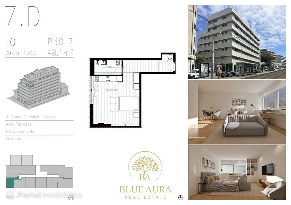 Apartamento T0 na Avenida da República em Matosinhos Sul