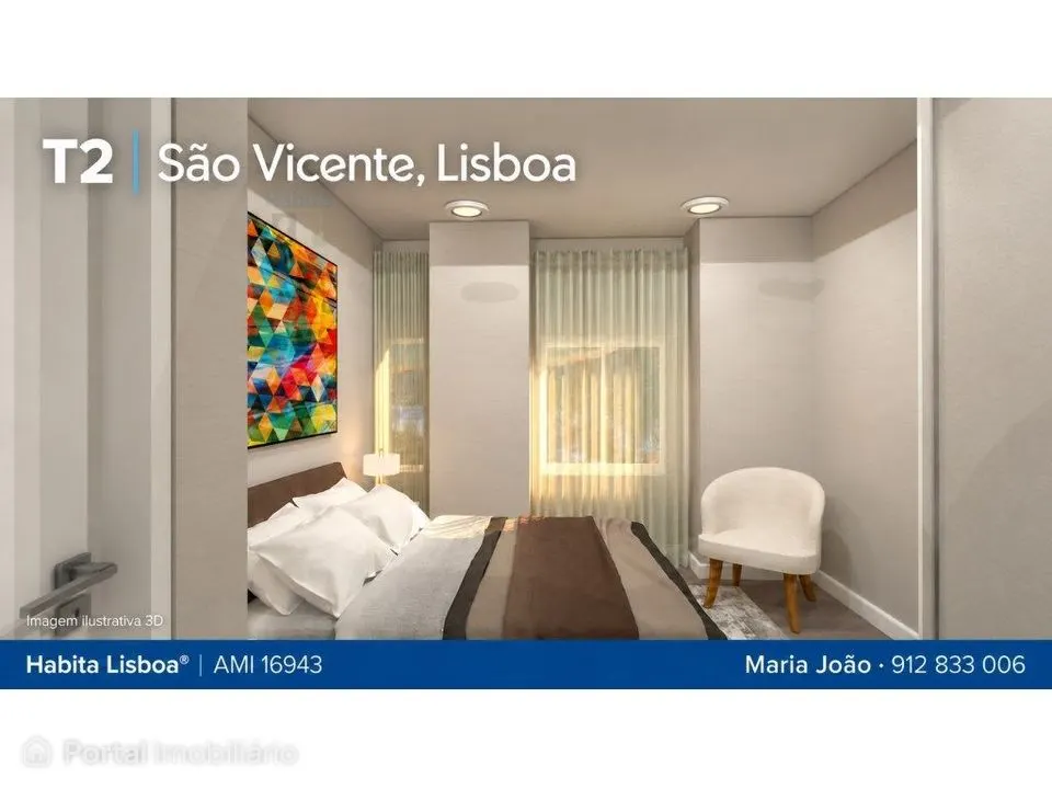 T2 com terraço de 20 m² e varanda em São Vicente, Lisboa